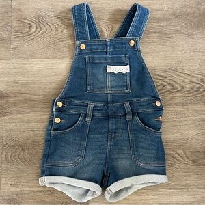 BCBG toddler girls blue denim overall shorts size 5